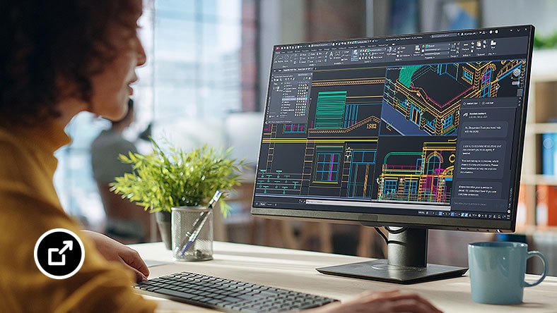 Profissional usando AutoCAD em um escritório